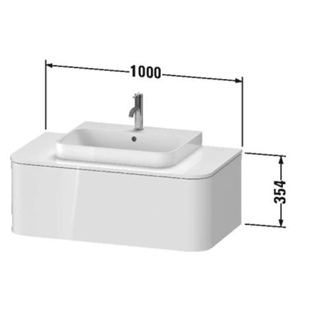 Duravit Happy D.2 Plus Тумба подвесная 100x55х35.4см, с раковиной и 1 ящиком, цвет: белый глянцевый