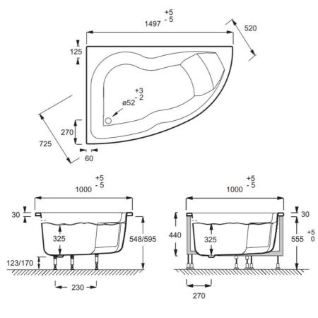 Ванна Jacob Delafon MICROMEGA DUO E60221RU-00 170x105 см левая