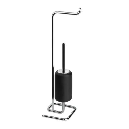 Gessi Goccia Стойка 61.4см., с держателем для туалетной бумаги и ершиком, напольная, цвет: хром/черный