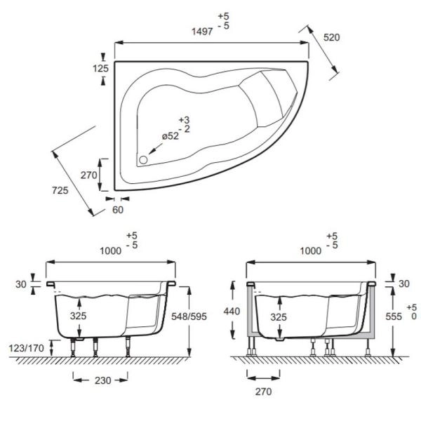 Ванна Jacob Delafon MICROMEGA DUO E60221RU-00 170x105 см левая