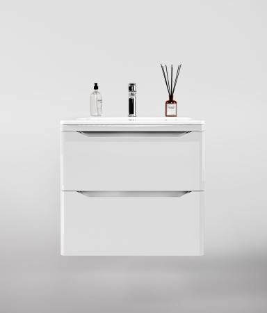 Тумба подвесная Style Line Марелла 60 (2 ящ.) Люкс антискрейтч белый глянец, PLUS