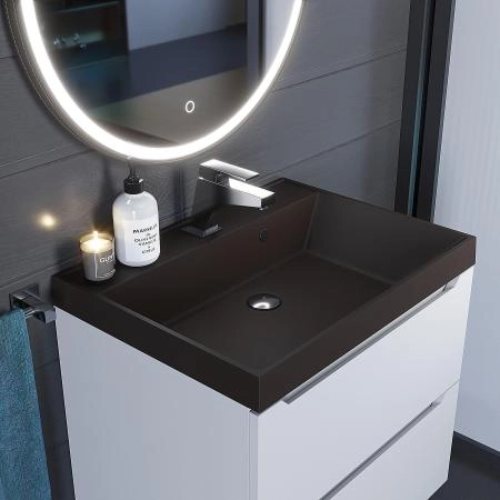 Раковина кварцевая Uperwood Classic Quartz 60 см, коричневая матовая, трюфель