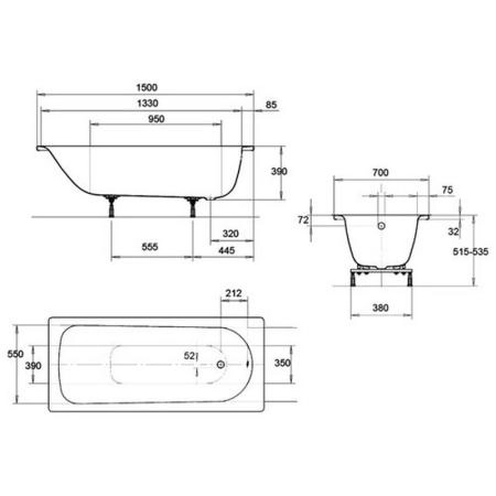 Ванна Kaldewei Eurowa Verp 310-1 150x70 (119612030001) стальная