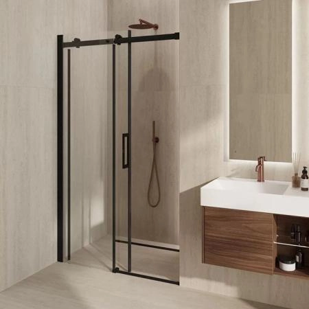 Душевая дверь Kerama Marazzi CRISTALLO КРИСТАЛЛО CT.120.SD.BLK.M раздвижные с функцией плавного открывания и закрывания, 120х210, матовый черный