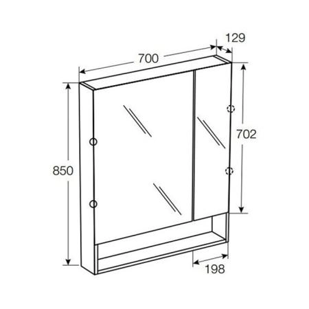Roca The Gap Original Зеркальный шкаф 70x12.9x85см, с LED-светильником, блоком с розеткой, цвет: белый