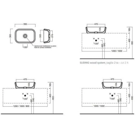 Раковина Hatria Pencil Y1GF 55x38 накладная