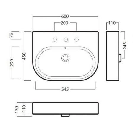 Раковина Hatria Area Y0UH с 1отв. 60X45