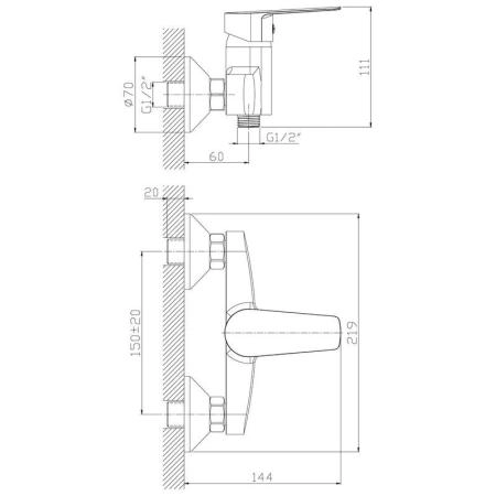 Смеситель Rossinka S35-41 для душа