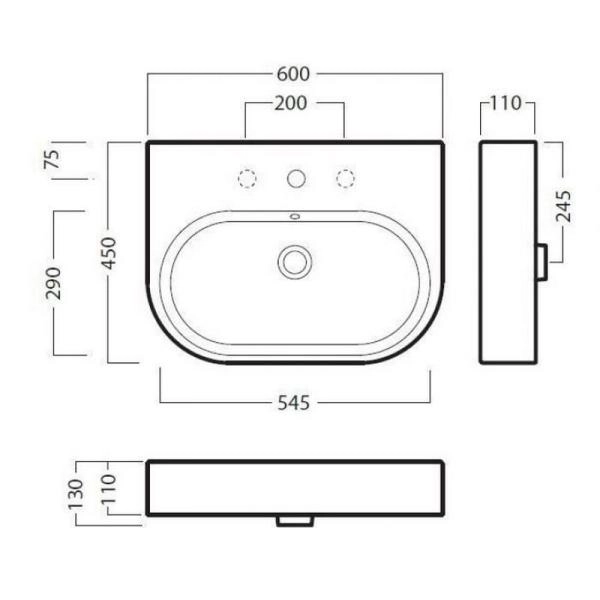 Раковина Hatria Area Y0UH с 1отв. 60X45