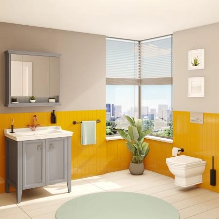 Тумба с раковиной  VitrA Valarte  62154 80 см матовая серая МДФ