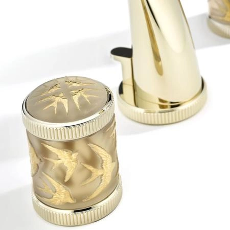 THG Hirondelles Gold Stamped Смеситель для раковины, 3 отв., цвет: Soft gold
