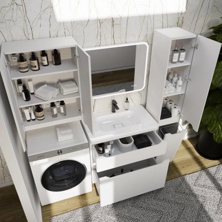 Тумба напольная Style Line Марелла 80 (2 ящ.) Люкс антискрейтч белый матовый, PLUS