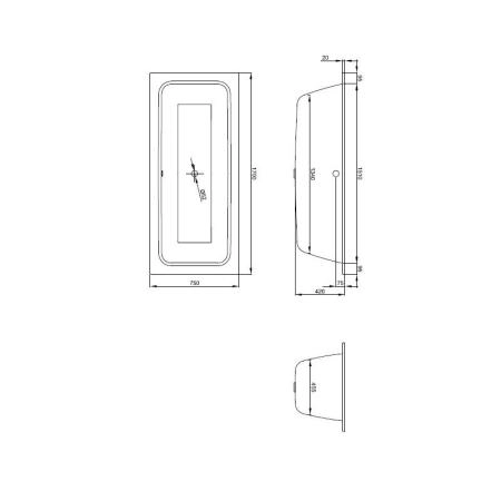 Ванна BetteOne 3312-000 170х75 стальная, перелив по центру