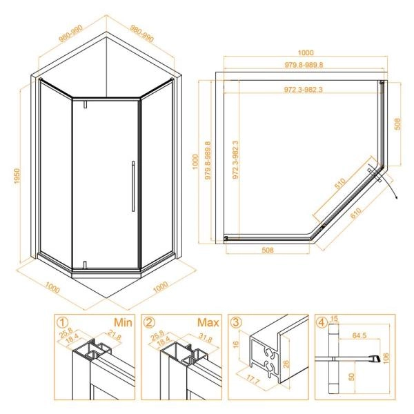 Душевой уголок RGW SV-81 Stilvoll 100x100 Хром прозрачное