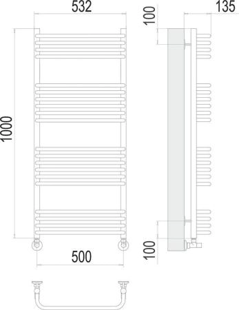 Полотенцесушитель Terminus Стандарт П20 500х1000 водяной