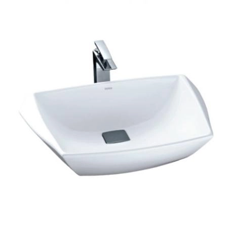 TOTO Jewelhex Раковина 607x483x211(160)мм, накладная, без отв.под смес., без перелива, без д/кDH446VE, с накладкой хром, CeFiONte, цвет:белый