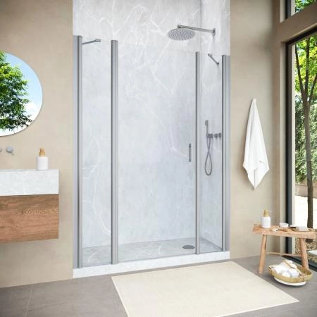 Душевая дверь Vegas-glass EP-2F NOVO h2000 190 07 01 L, профиль матовый хром, стекло прозрачное