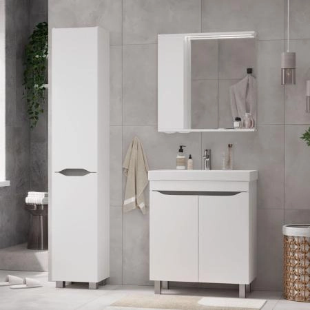 Зеркало-шкаф с LED подсветкой Volna Lake 70 левое (белый)