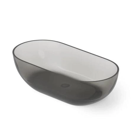 Dea Design Shadow Ванна 165х82х52см., отдельностоящая, Glasstech, прозрачная смола, цвет: Smoky Black R4