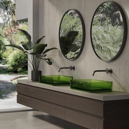 Dea Design Washbasins Раковина 60х40х14.5см., накладная, без отв., Glasstech, прозрачная смола, цвет: Emerald R3
