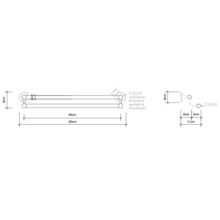 Decor Walther Classic HTD60 Полотенцедержатель двойной 60см, подвесной, цвет: хром