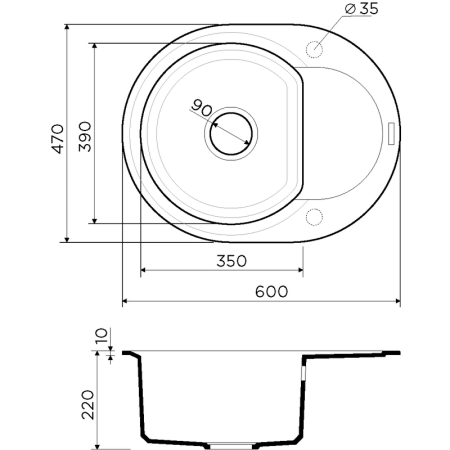 Кухонная мойка Omoikiri Sakaime 60E-EV 4993207, 600х470, эверест