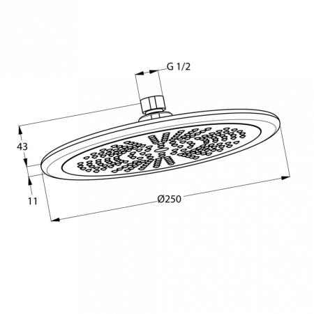 Верхний душ Kludi Freshline 6751105-00 25x25 см круглый, толщина 11 мм, цвет хром