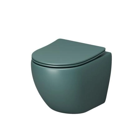 Унитаз Grossman GR-4455OLMS Color (485*360*375) ЗЕЛЕНЫЙ МАТОВЫЙ подвесной Безободковый с тонкой крышкой