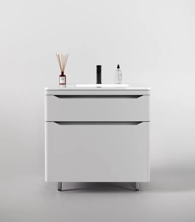 Тумба напольная Style Line Марелла 80 (2 ящ.) Люкс антискрейтч белый матовый, PLUS