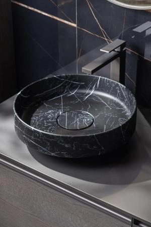 Раковина накладная Boheme SOLE Corian 400*130 Nero Marquina 801-NM