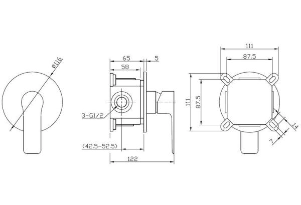 Смеситель для душа встроенный ESKO Singapore SB83 черный