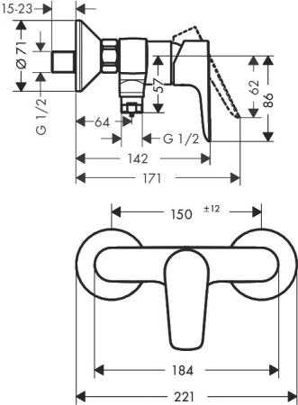 Смеситель Hansgrohe Talis E 71760000 для душа