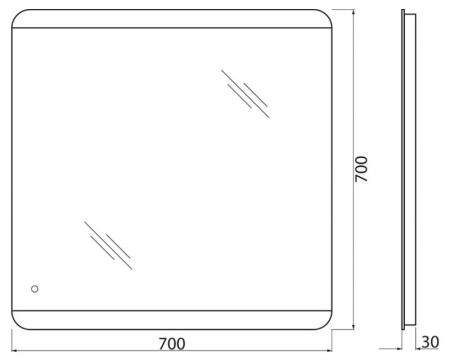 Зеркало Belbagno SPC-CEZ-700-700-LED-BTN Led подсветка вкл/выкл 700x30x700