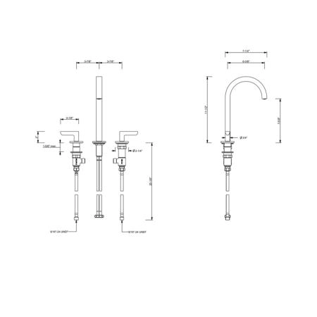 Fantini Icona Deco Смеситель для раковины на 3 отверстия, высота излива 194 мм., цвет: Nickel PVD