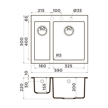 Кухонная мойка Omoikiri Bosen 59-2-GR Tetogranit/leningrad grey 4993558