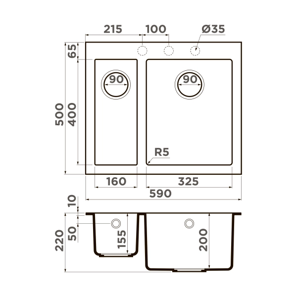 Кухонная мойка Omoikiri Bosen 59-2-GR Tetogranit/leningrad grey 4993558