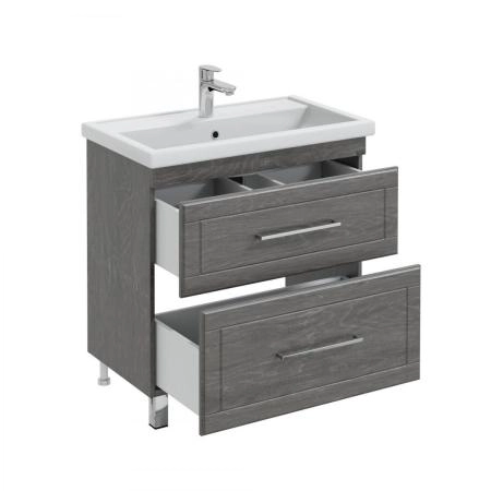 Тумба под раковину СаНта Венера 80 дуб шале графит, напольная. (ум Фостер 80)