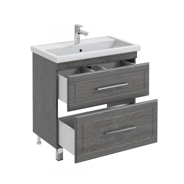 Тумба под раковину СаНта Венера 80 дуб шале графит, напольная. (ум Фостер 80)