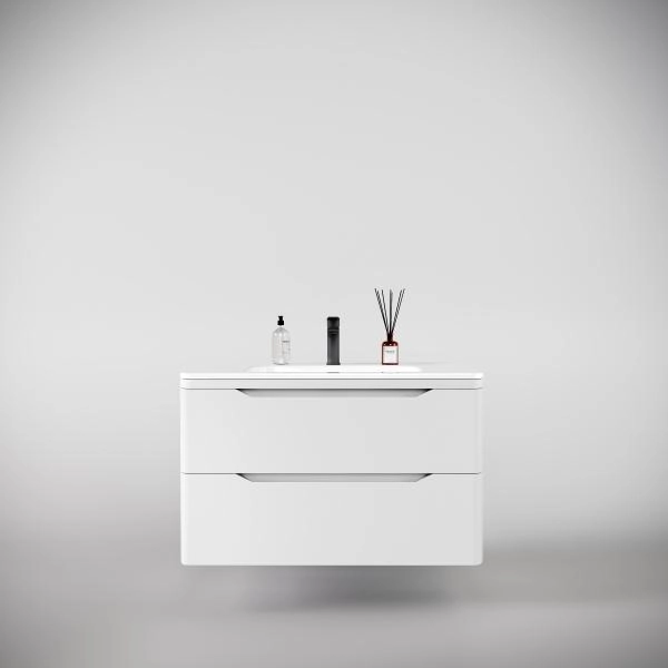 Тумба подвесная Style Line Марелла 90 (2 ящ.) Люкс антискрейтч белый матовый, PLUS