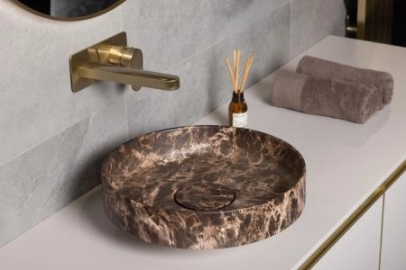 Раковина накладная Boheme SOLE Corian 400*130 Emprador 801-ED