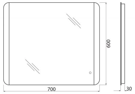 Зеркало Belbagno SPC-CEZ-700-700-LED-BTN Led подсветка вкл/выкл 700x30x700