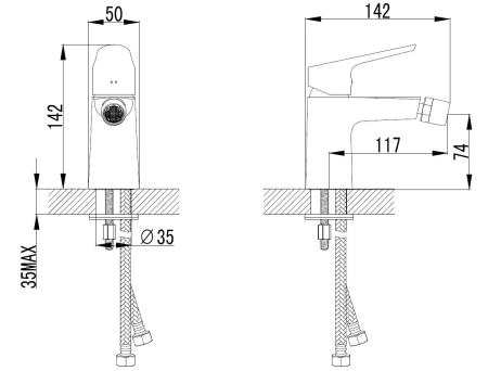 Смеситель для биде AZARIO CAMPO хром (AZ-KX468275C)