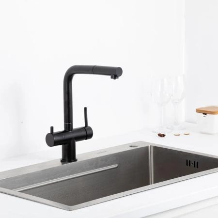 Смеситель GAPPO G4397-76 для кухни с выдвижным изливом и подключением фильтра, черный
