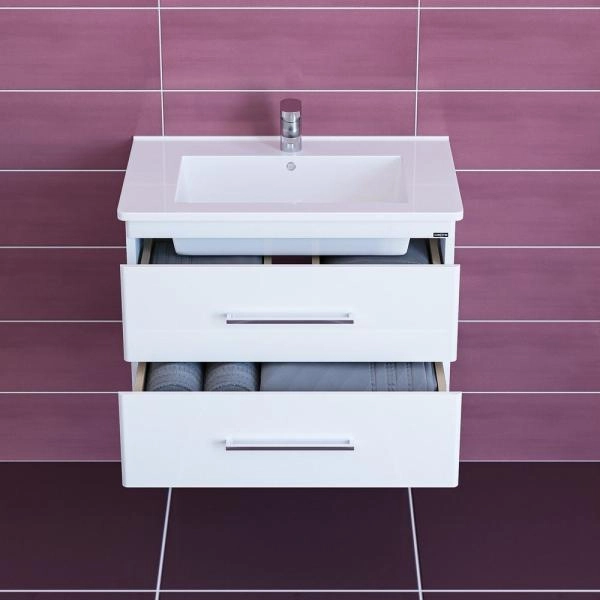 Тумба под раковину СаНта СаНта Вегас 75, 226031, 2 ящика, подвесной (ум. Оскар 75)