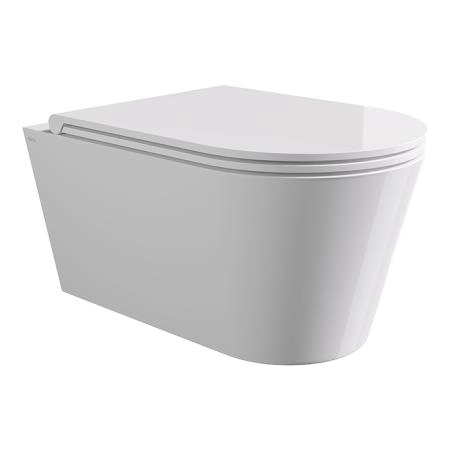 Alice Hide Round Унитаз 57х37см., подвесной, безободковый, с сиденьем и крышкой с микролифтом, с набором для крепления, цвет: белый глянцевый