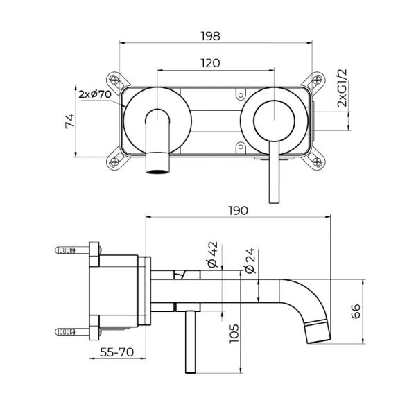 Смеситель KNOTLOR ECLIPSE SS-25/RB, встраиваемый бронза