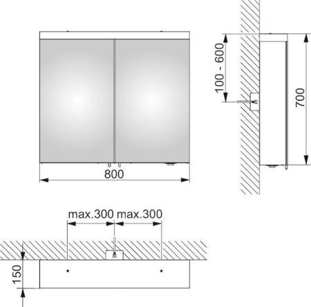Зеркальный шкаф Keuco Royal Reflex.2 800 x 700 x 150 mm 24203171301