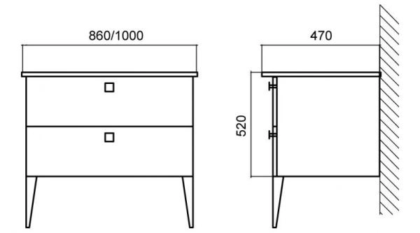 ATRIA-PIA-BL Комплект ног для базы, 2 шт Bianco Lucido
