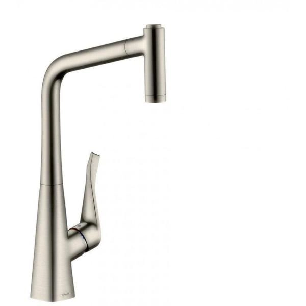 Смеситель Hansgrohe 14780800 Metris для кухни 319 мм, Eco, выдвижной Г излив, 2 режима, MagFit сталь