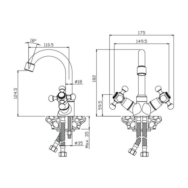 Смеситель OLIVES Girona 01110GR для раковины с поворотным изливом хром